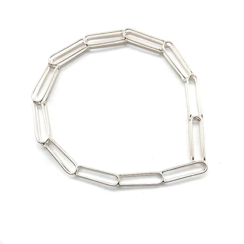 Women’s statement bracelet-Silver Link Point Bangle