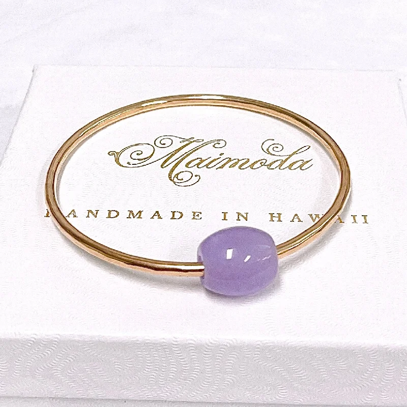 Women’s floral charm bracelet-Bangle KEIKE - lavender jade bead  (B551)