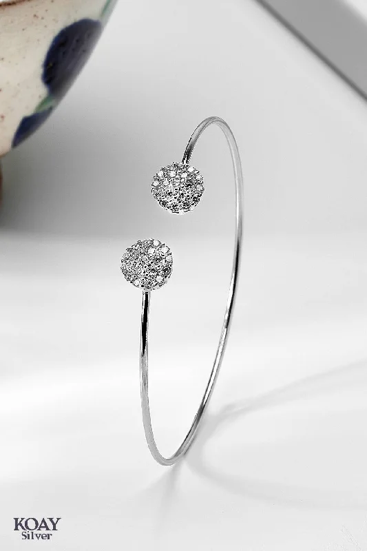 Women’s silver cuff bracelet-Zircon Bangle (010)