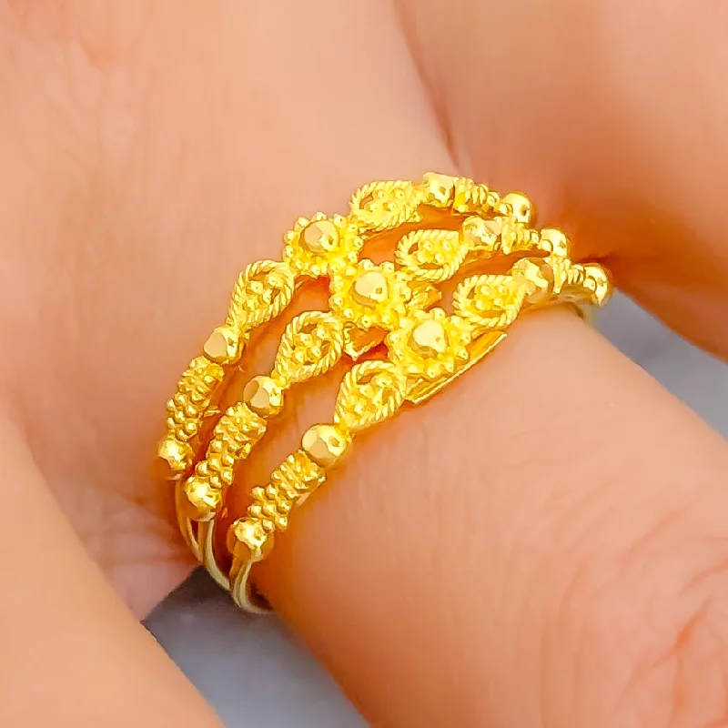 Women’s white gold ring-Rich Vibrant 22K Gold Ring