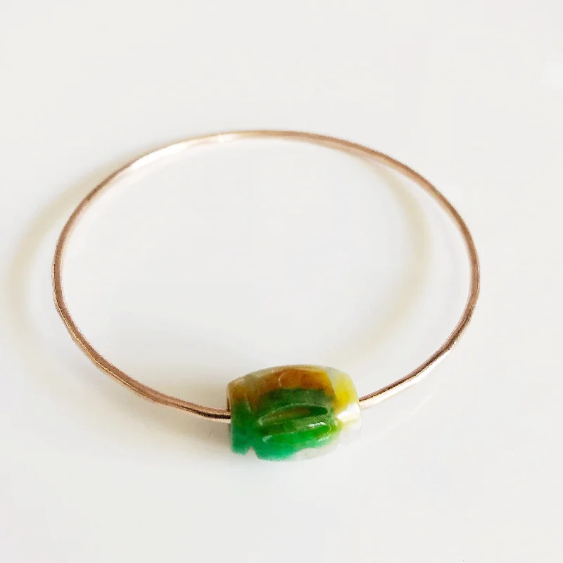 Women’s colorful bracelet-Bangle KEIKE - multicolor carved jade bead (B405)