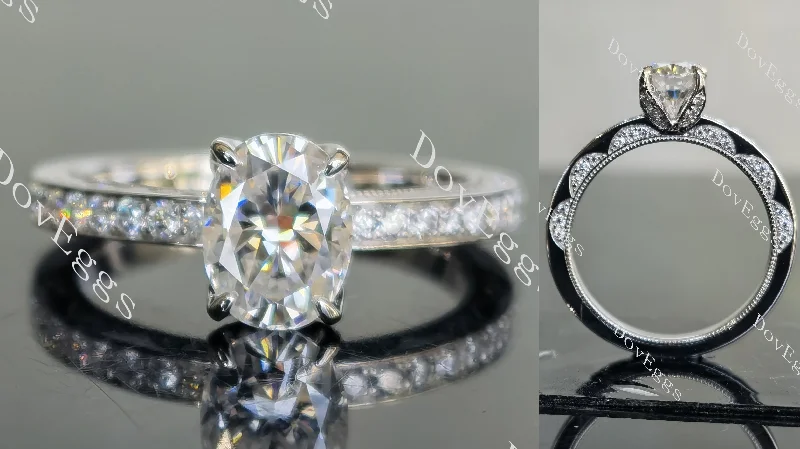 Women’s radiant-cut diamond engagement rings-Doveggs oval vintage moissanite engagement ring