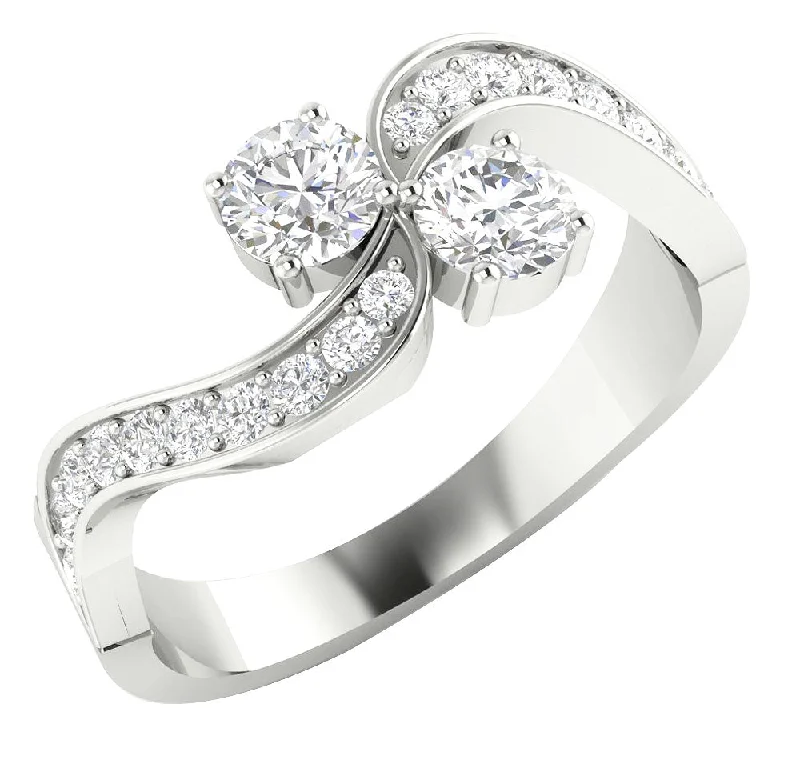 Women’s timeless engagement rings-The Ocean Prong Set Forever Us 2 Stone White Gold Solitaire Engagement Ring