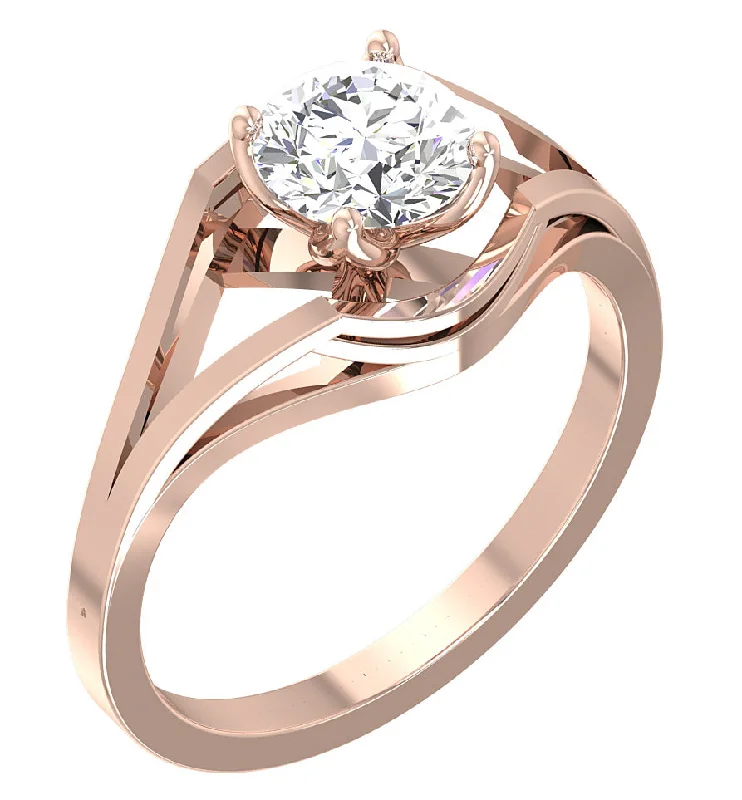 Women’s promise rings and engagement rings-The Baylee 14k Rose Gold Round Cut Solitaire Diamond Engagement Wedding Ring