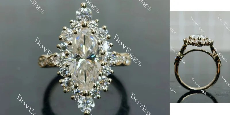 Women’s unique engagement rings-IAIAK Marquise Modified H&A cut halo moissanite engagement ring