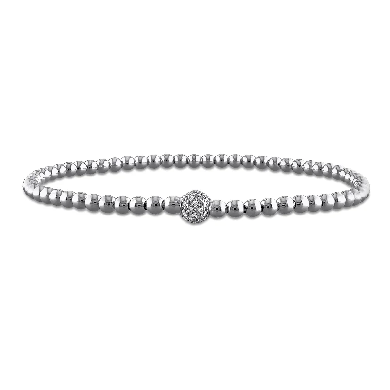 Women’s adjustable charm bracelet-Miadora 1/4ct TW Diamond Bangle in 14k White Gold