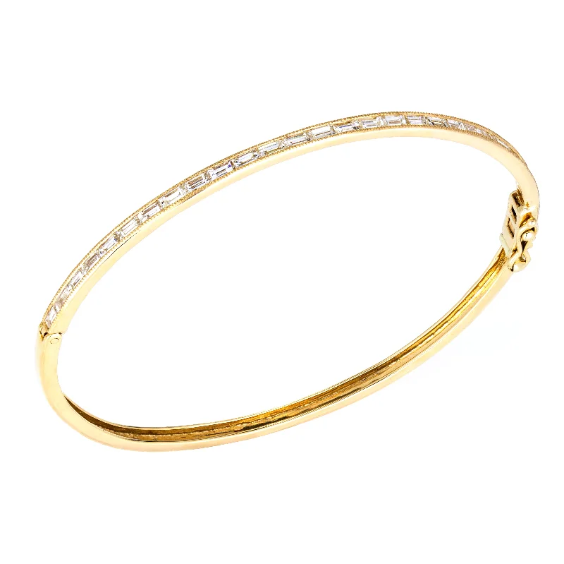 Women’s stackable gold bracelet-Silhouette White Diamond Bangle