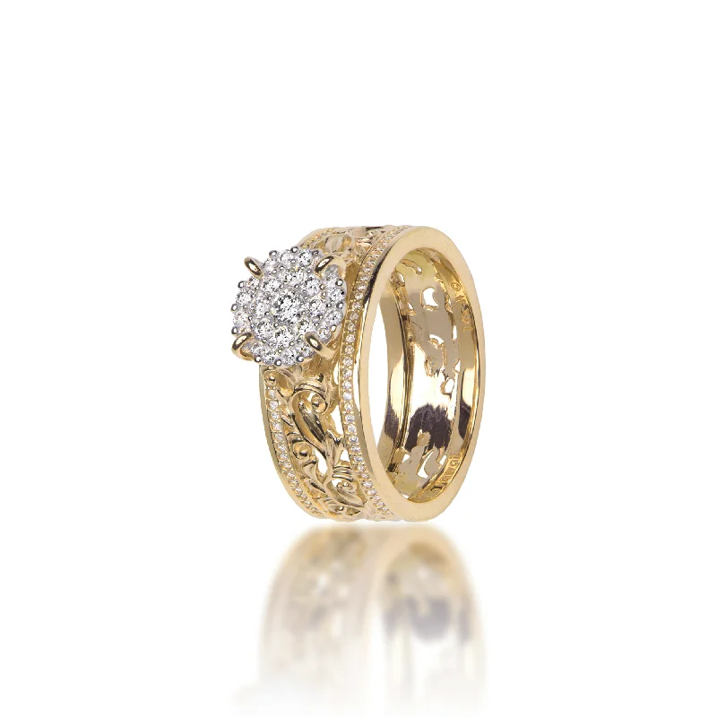 Women’s two-tone engagement rings-Living Heirloom Engagement Ring in Gold with Diamonds - 7mm