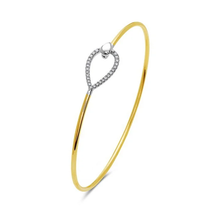 Women’s heart charm bracelet-Two-Tone Diamond Bangle