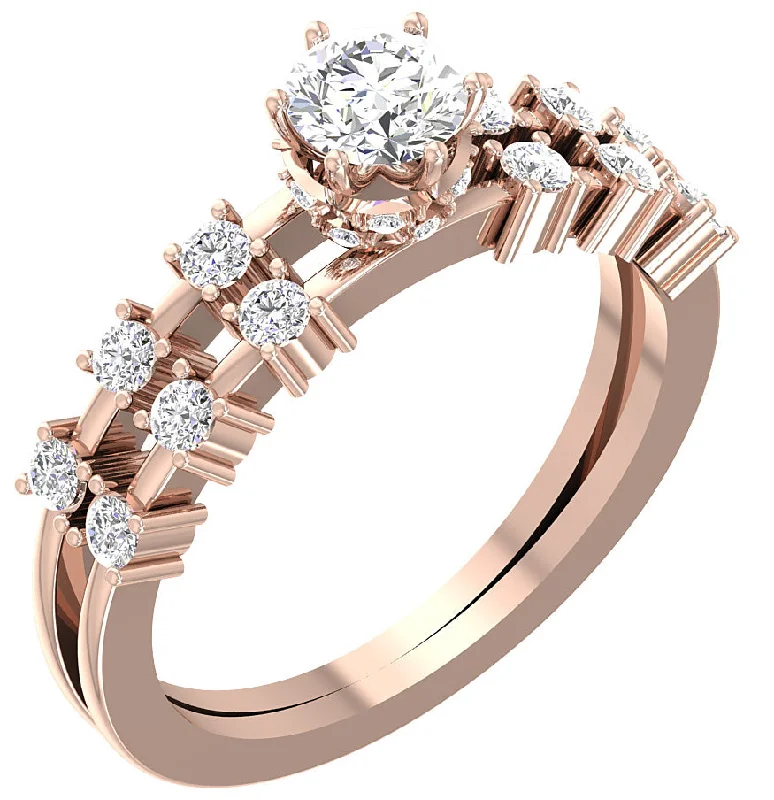 Women’s solitaire engagement rings-The Matthias 14k Rose Gold Round Brilliant Cut Diamond Solitaire Engagement Ring