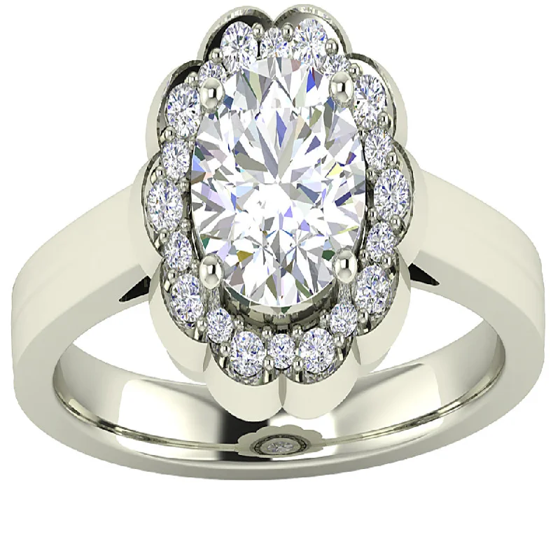 Women’s halo engagement rings-The Marcos Round Diamond Flower Designe Solitaire Engagement Ring For Her