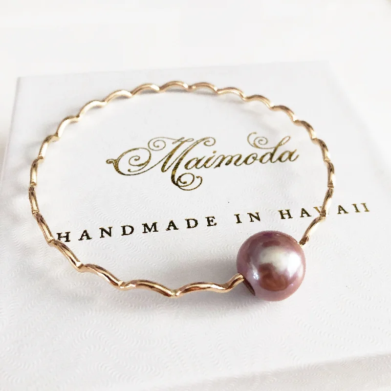 Women’s minimalist bracelet-Bangle UNAHI - lavender pearl (B428)