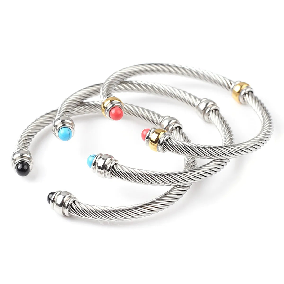 Women’s floral charm bracelet-Fashion C Shape Stainless Steel Plating Bangle