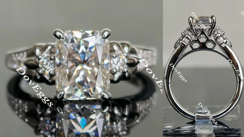 Women’s affordable halo engagement rings-Doveggs radiant art deco moissanite engagement ring