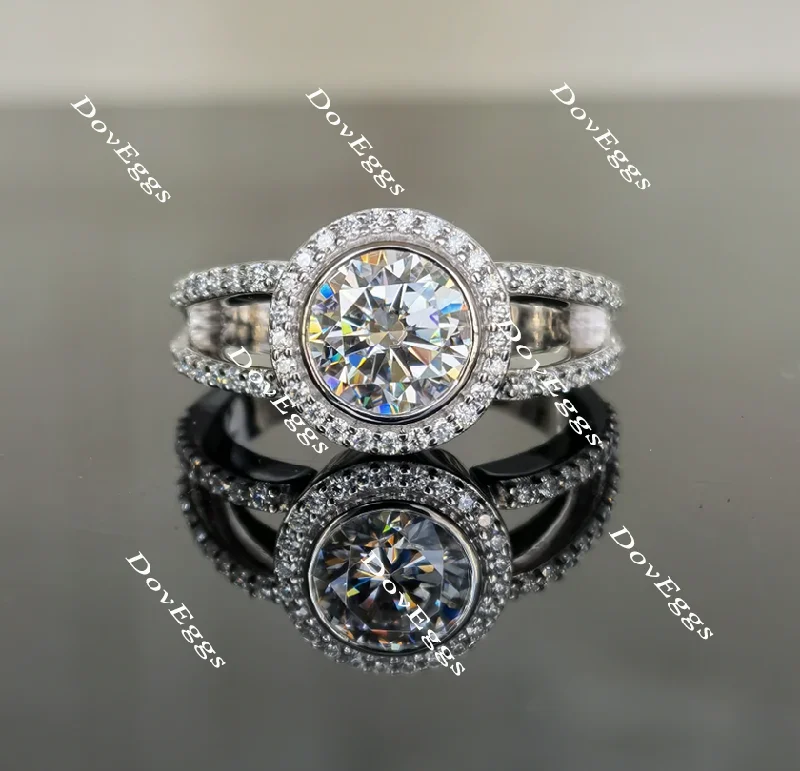 Women’s diamond engagement rings-Doveggs round halo moissanite engagement ring