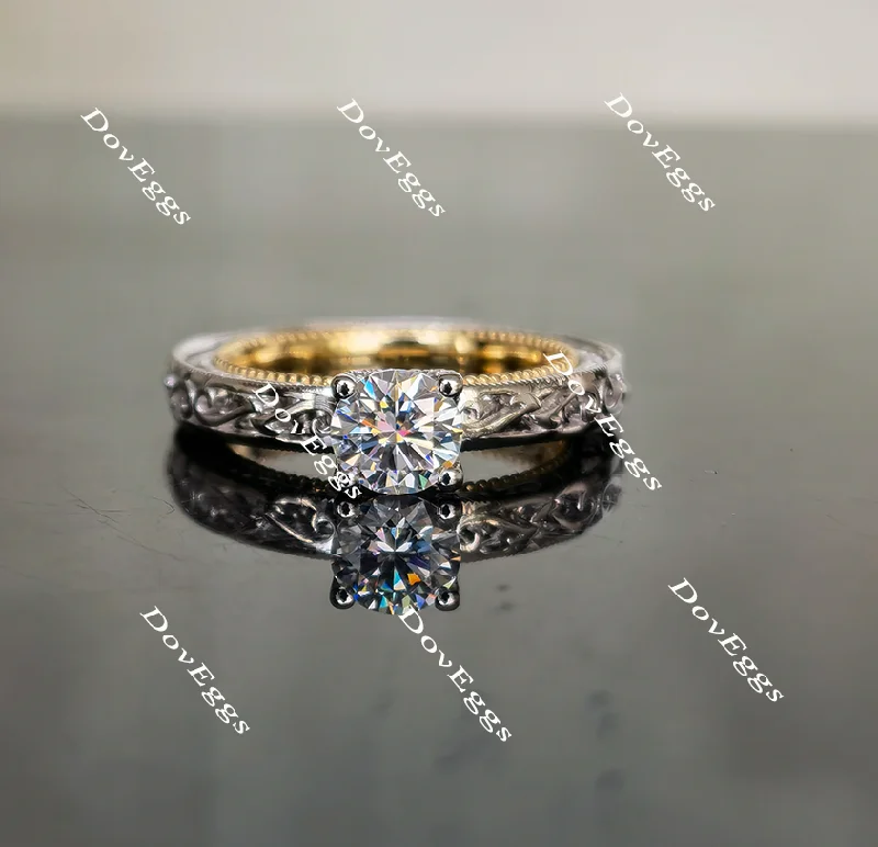 Women’s round engagement rings-doveggs round vintage moissanite engagement ring