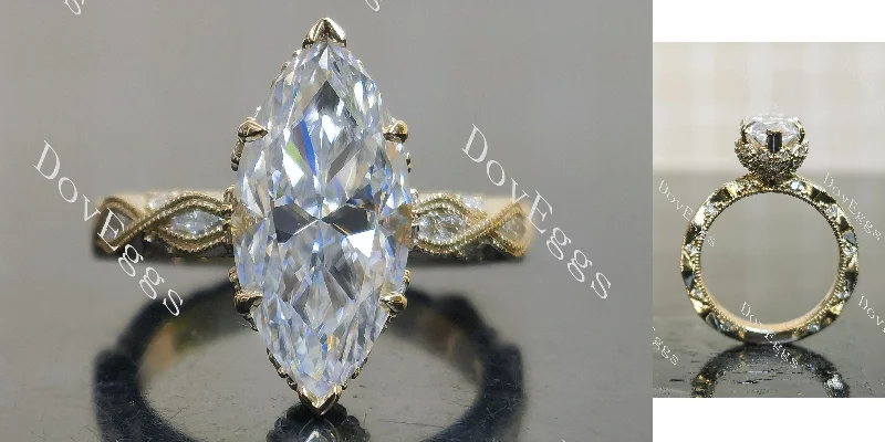 Women’s engagement rings for brides-Doveggs marquise vintage art deco moissnaite engagement ring