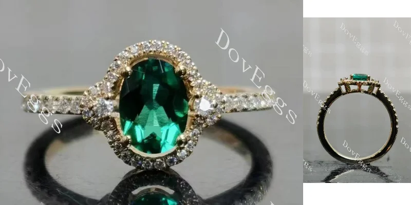 Women’s engagement rings for women-Doveggs oval halo colored gem engagement ring