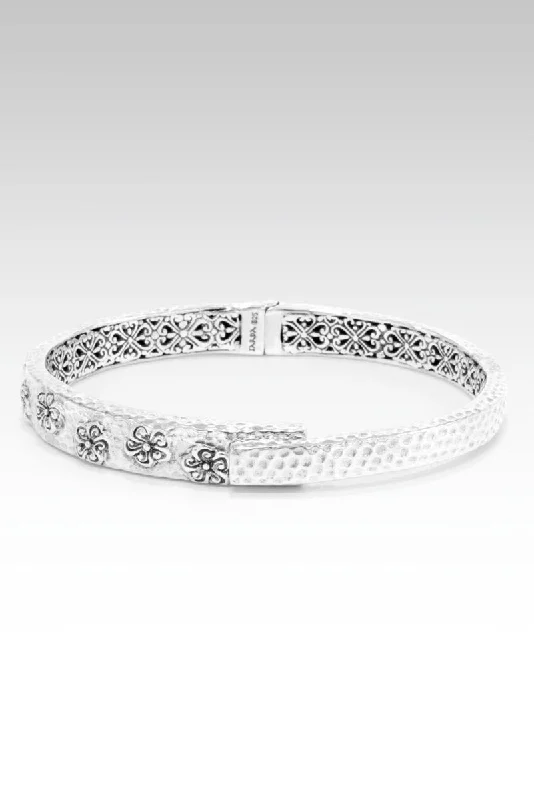 Women’s stackable silver bangles-Message of Hope Bangle™ in Frangipani