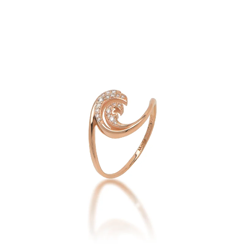 Women’s luxury engagement rings-Nalu Ring in Rose Gold with Diamonds - 12mm