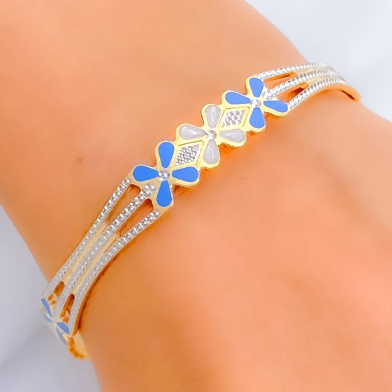 Women’s charm bracelet-Brilliant Colorful 22k Gold Bangle