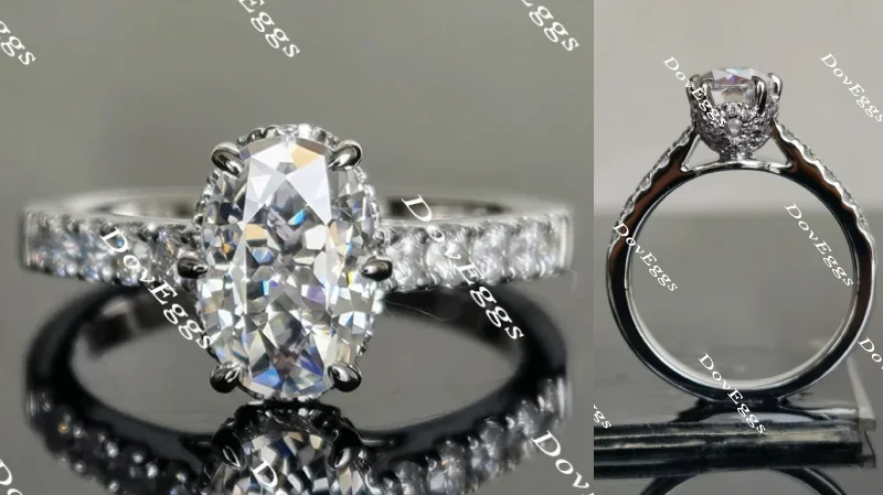 Women’s custom-made engagement rings-Doveggs half eternity paved moissanite engagement ring