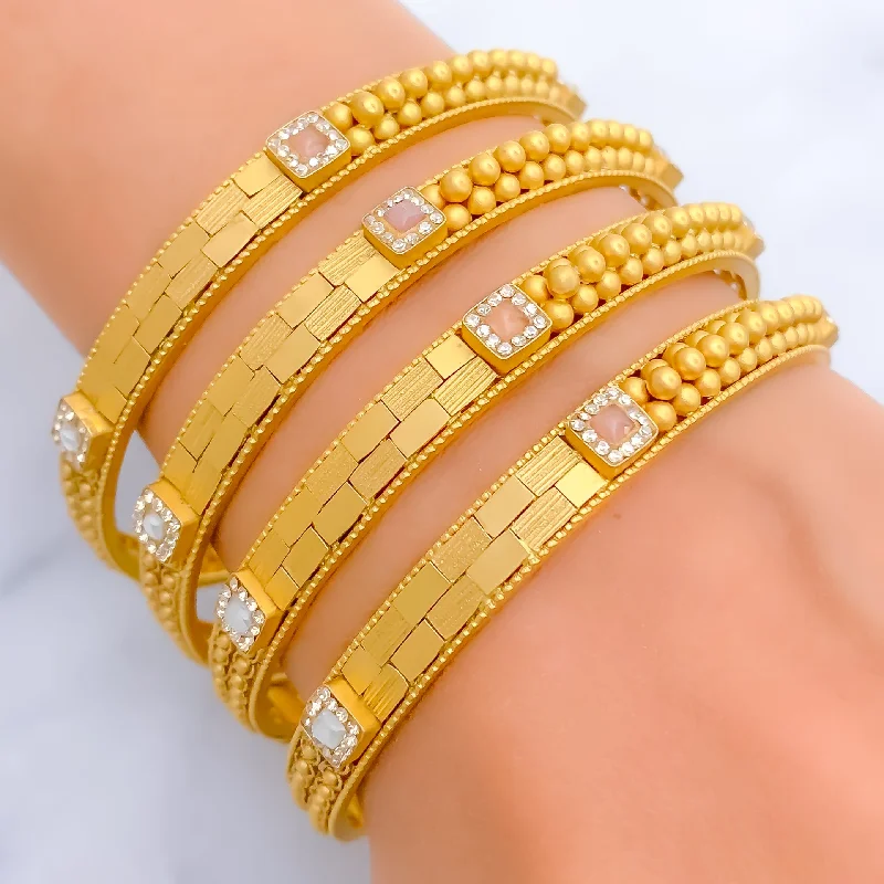 Women’s dainty bracelet-Bespoke Captivating 22k Gold Antique Bangle Set