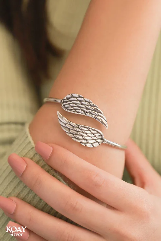 Women’s sterling silver bracelet-Wing Bangle (02)